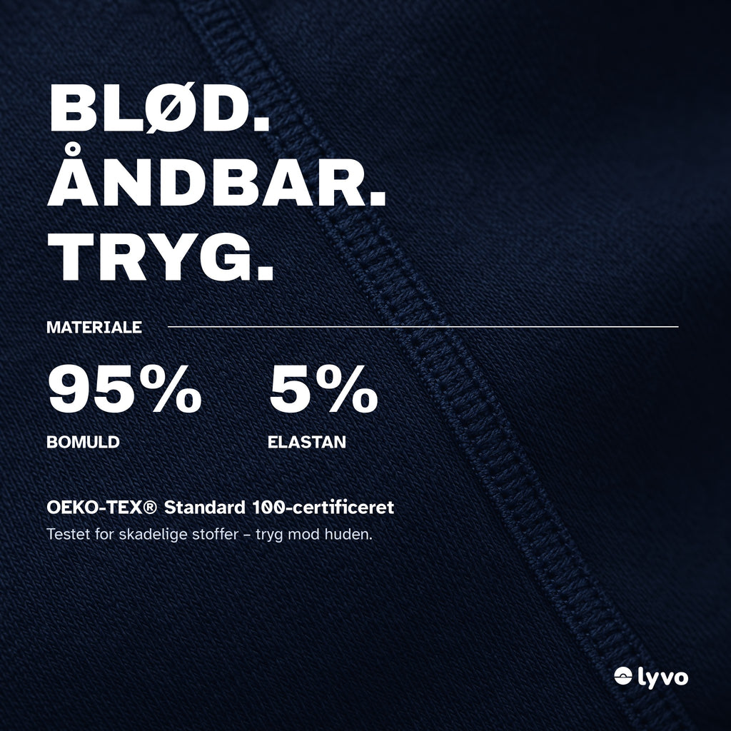 Materiale: 95 % bomuld, 5 % elastan, OEKO-TEX Standard 100